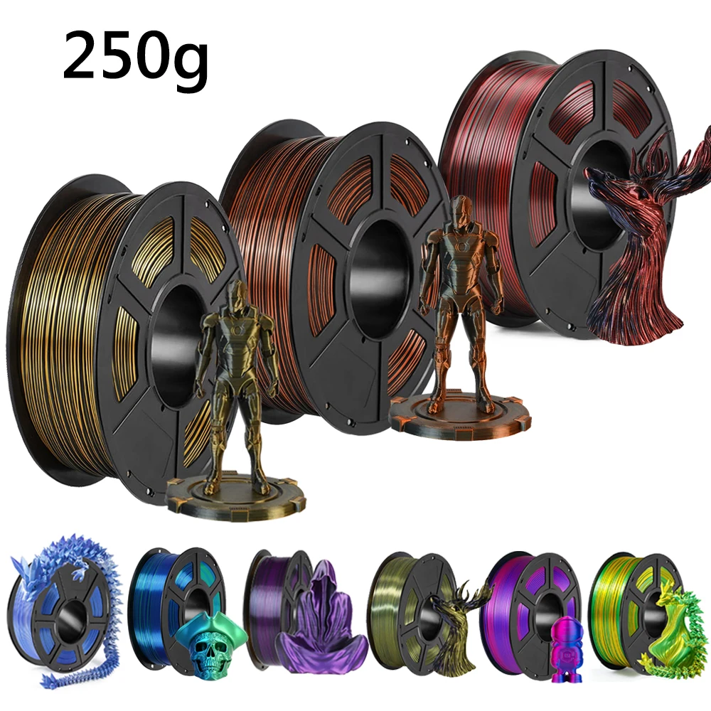 

250g Dual Color 3D Printing Material Silk Black Red PLA Filament 1.75mm 3D Printer Filament black copper wire Vacuum Packaging