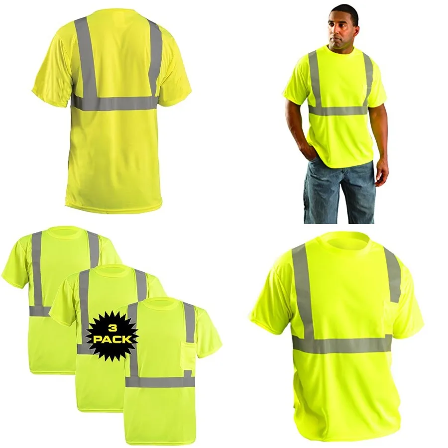 

LUX-SSETPB-YX-PK03 ic Standard High Visibility Short Sleeve Wicking Birdseye T-Shirt with Pocket,,100 ANSI Wicking Polyester Bi