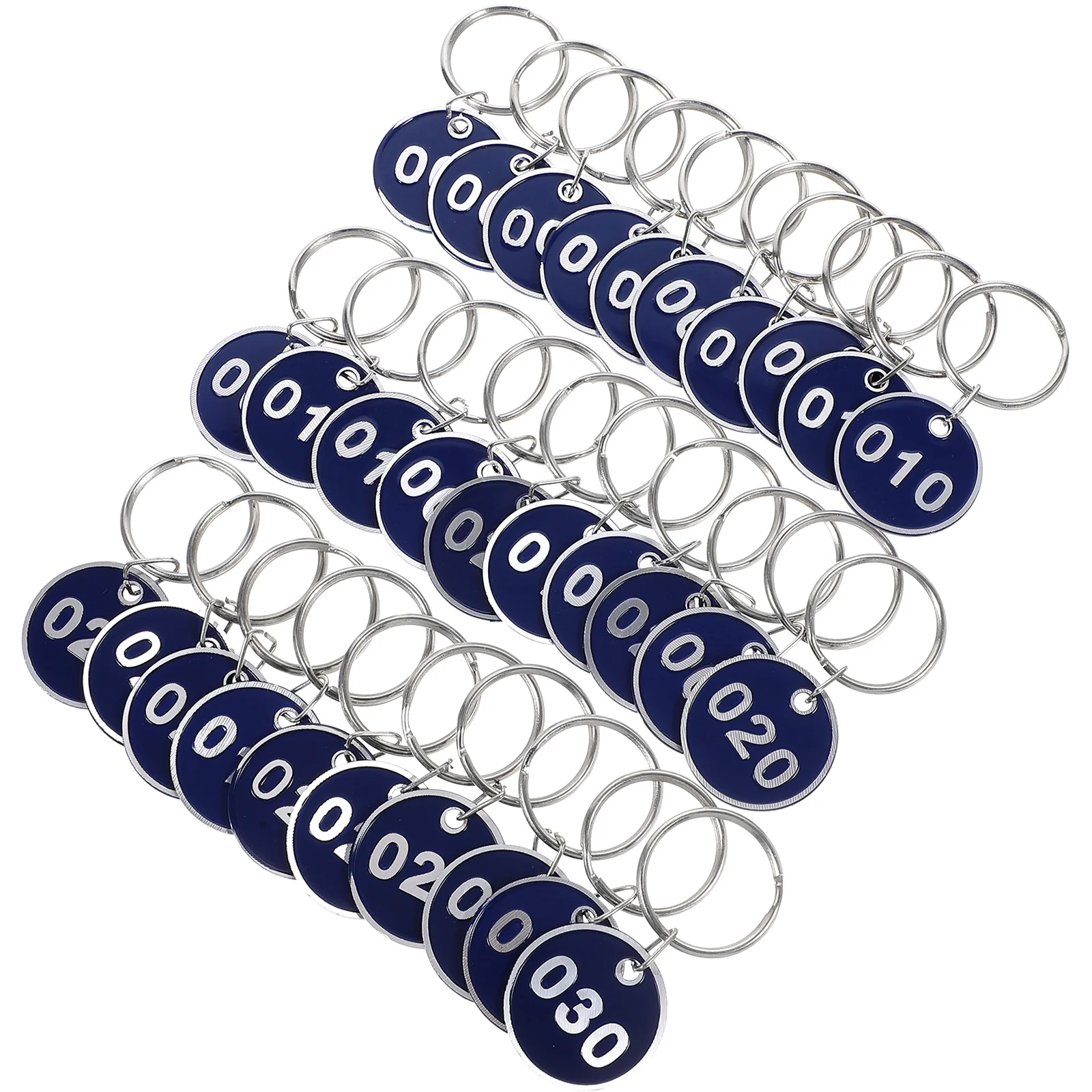 

LIFKOME 30Pcs Digital Card Key Tags Round Aluminum Keychains 2.36 Inch Numbered for Home Office Storage