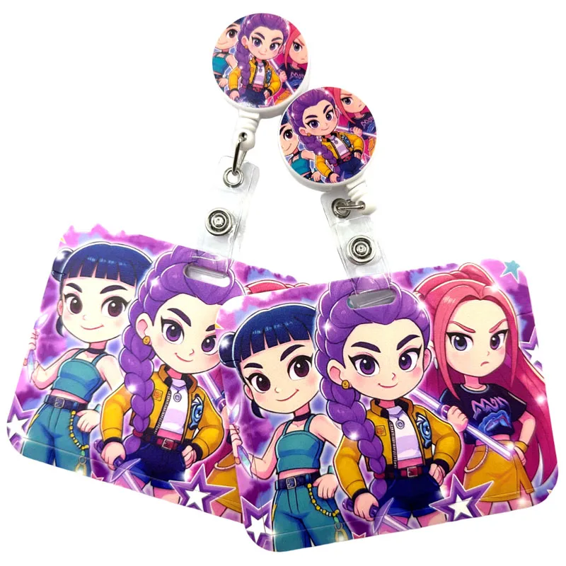 KPop شيطان الصيادين ريترو ستايل حامل أوراق الاعتماد الزهور اسهم ل مفتاح الرقبة حزام لبطاقة شارة الصالة الرياضية المفاتيح كيرينغ الهدايا #1