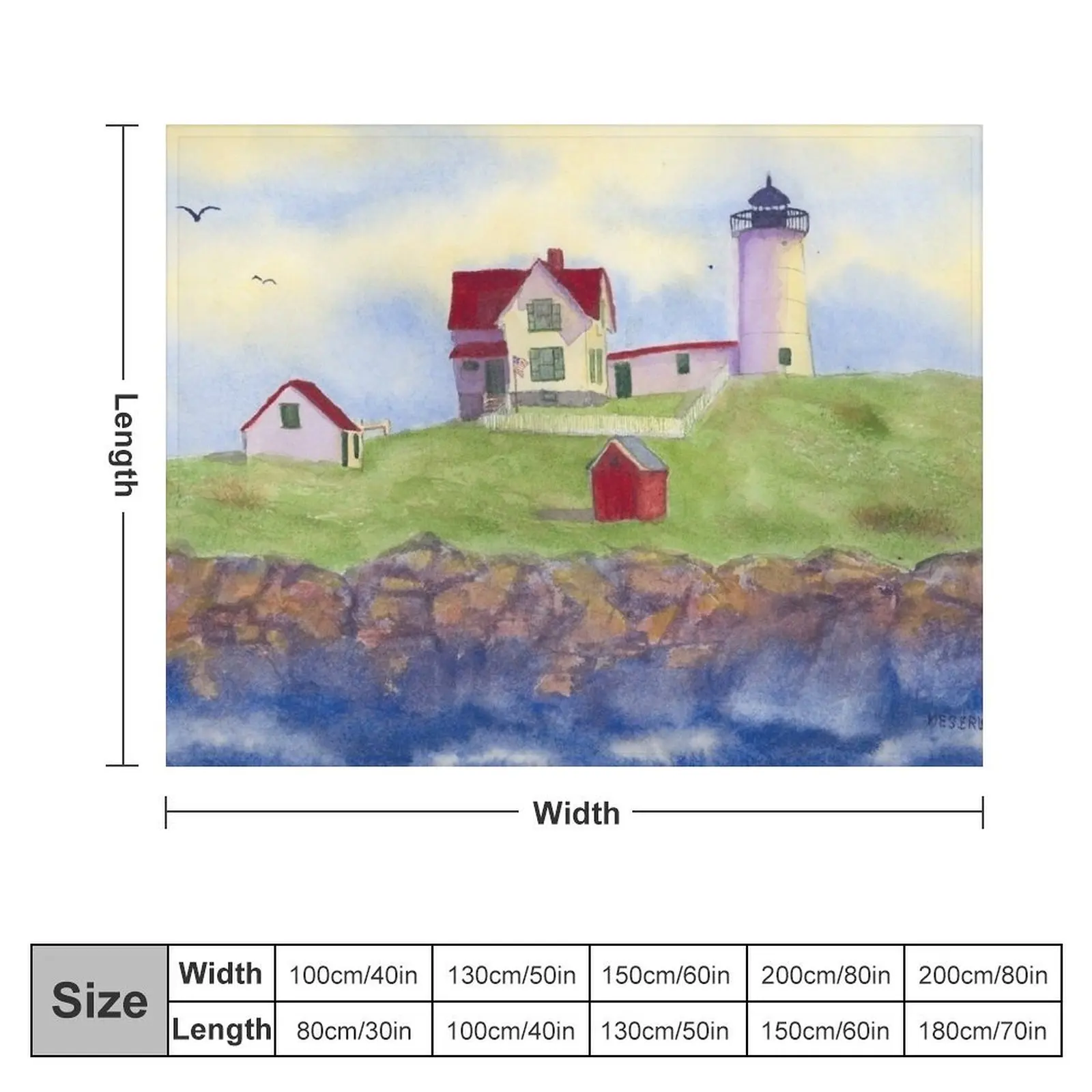 Nubble Lighthouse Cape Neddick York Maine Throw Blanket Sofas Luxury Tourist Blankets