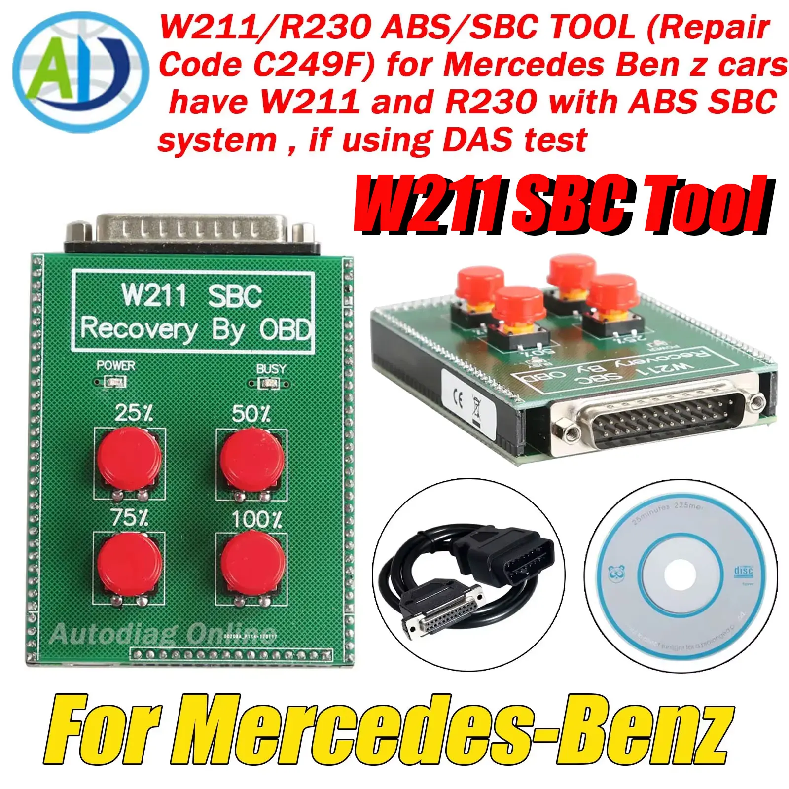 لمرسيدس بنز SBC/ABS أداة إصلاح Obd2 Reocvery أداة C249F SBC ABS W211 R230 الانتعاش بواسطة obd مباشرة W211 SBC إعادة تعيين أداة