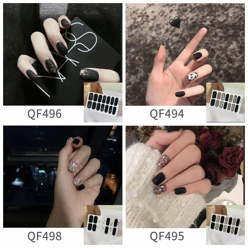 14 teile/schachtel neue Leoparden muster Nail Art Aufkleber Glas lila Internet Promi volle Aufkleber kleine frische nackte Farbe Nägel