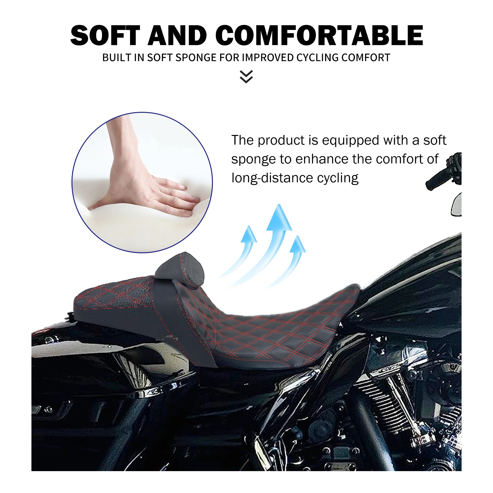 Motorcycle Driver Passenger Two-Up Seat With Backrest Cushions Leather Seat For Harley Touring Electra Street Road Glide 09-2023