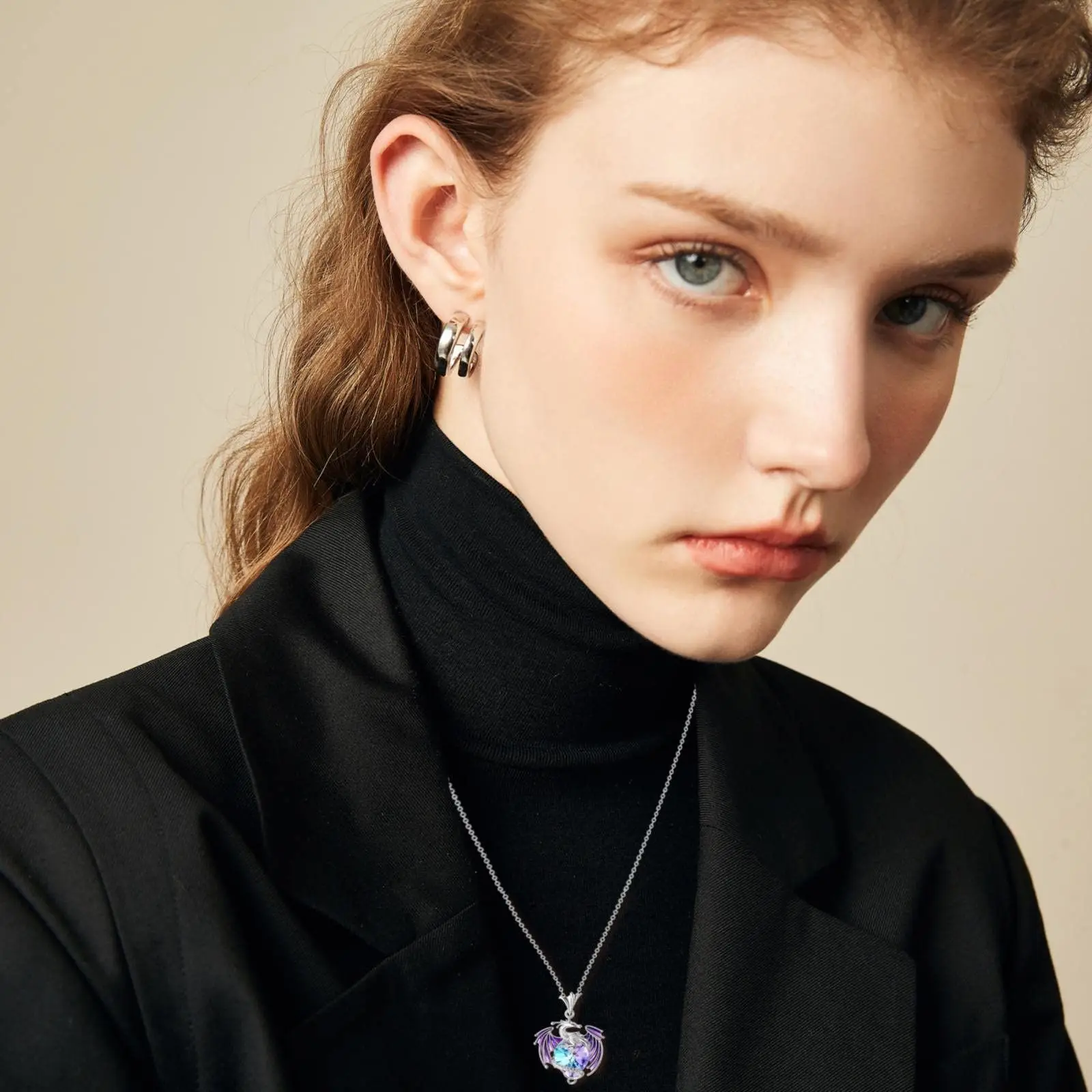Damenmode-Schmuck, Kristall-Herz-Halskette, fliegende Drachen-Anhänger, Halsketten, Schmuck, Schlüsselbein-Kette, Choker, Geschenke – Detail 5