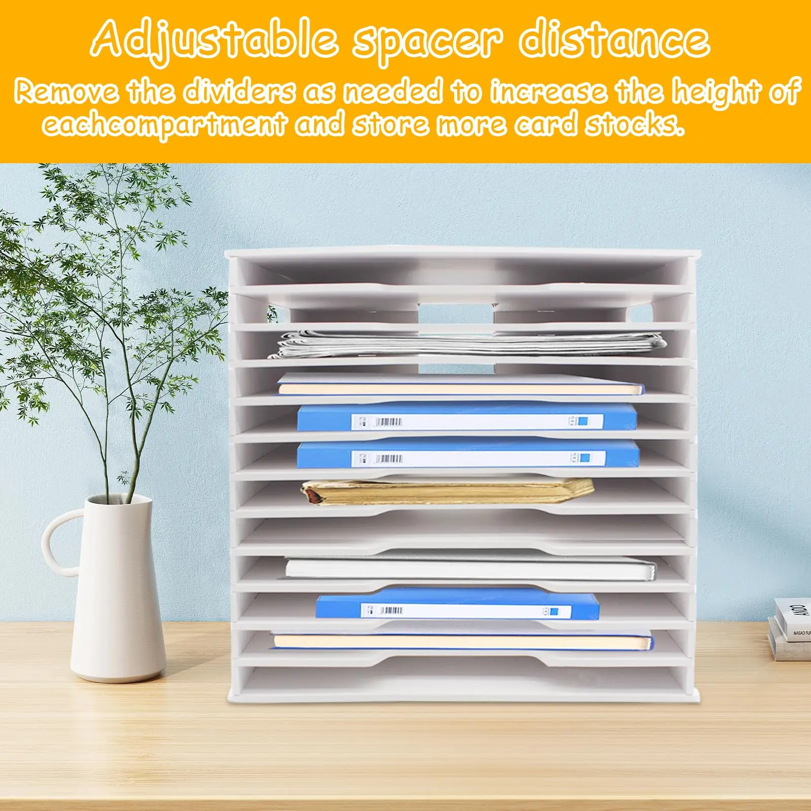12 Tier Desk Organizer Pen Holder Pvc Stationery Storage Rack 13x12.2x13 Inch For Office Classroom