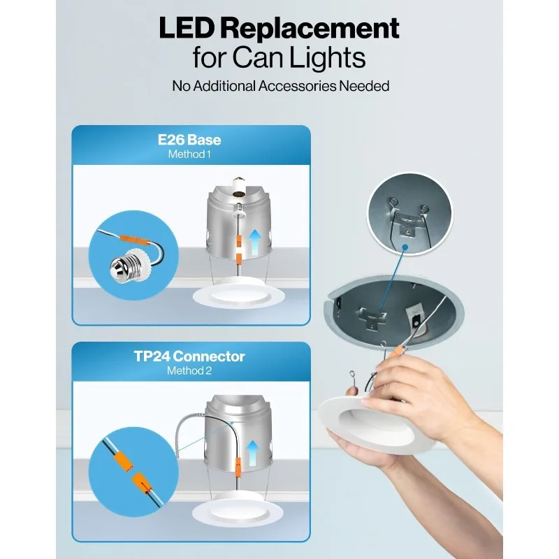 Sunco-Éclairage encastré à LED, rétrofit, lumières à intensité variable sélectionnables, paquet de 96, 5CCT, 6 pouces, 2700K, 3000K, 3500K, 4000K, 5000K