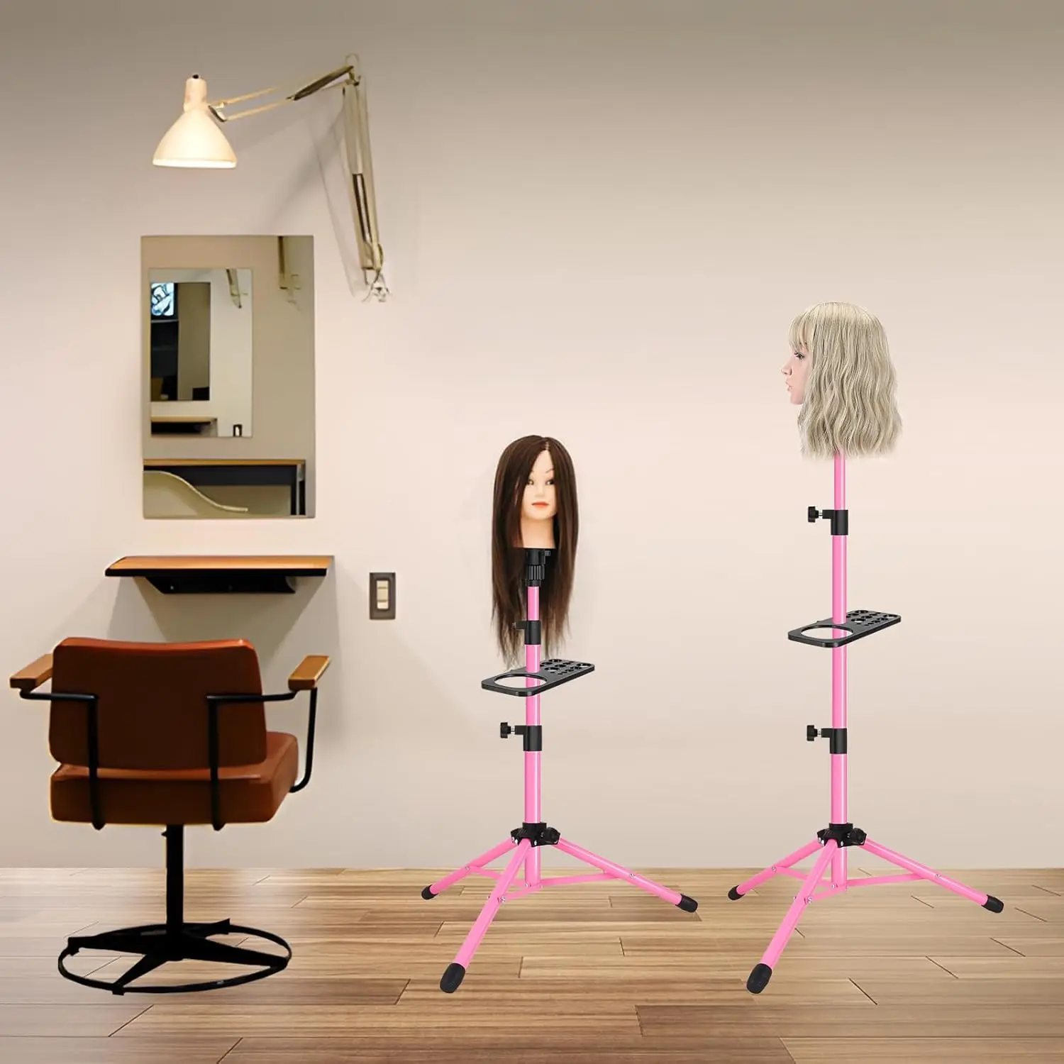 Wig Tripod Stand with Tray 125cm Metal Wig Mannequin Head Tripod Stand For Hairdressing Training Head Adjustable Wig Tripod
