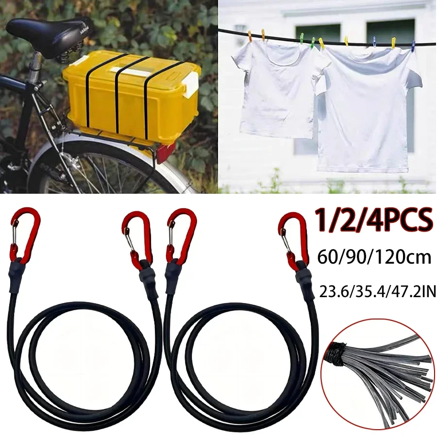 

Heavy Duty Bungee Cord Elastic Tent Tie Strap String Clotheslines with Carabiner Hooks for Cycling Luggage Packing Ropes Camping