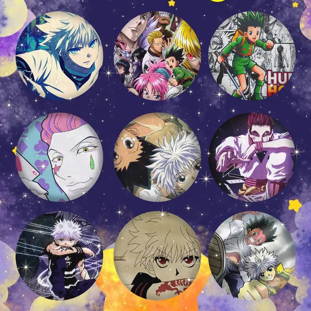 Anime Hunter X Hunter Badge On Backpack Accessories Manga Icons Pins Round Cartoon Brooches For Clothes Bag Decor Gifts