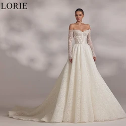 LORIE BOHO Lace Wedding Dresses Off Shoulder A-Line Appliques Pleated Exquisite Bride Prom Gown Luxury Bridal Gowns Customized