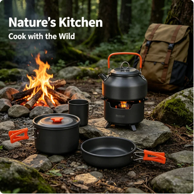10Pcs Ultralight Aluminum Camping Cookware Set Pot Kettle With Storage Bag Portable For Backpacking Hiking Outdoor Picnic Travel