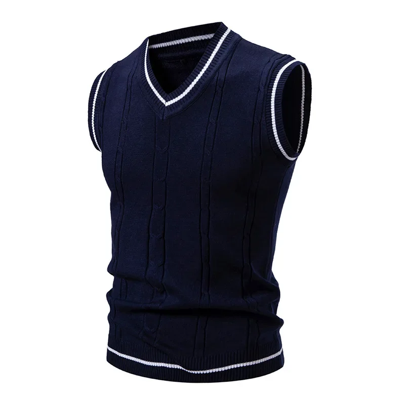 NONE Knit V-Neck Sleeveless Vest Patchwork 4