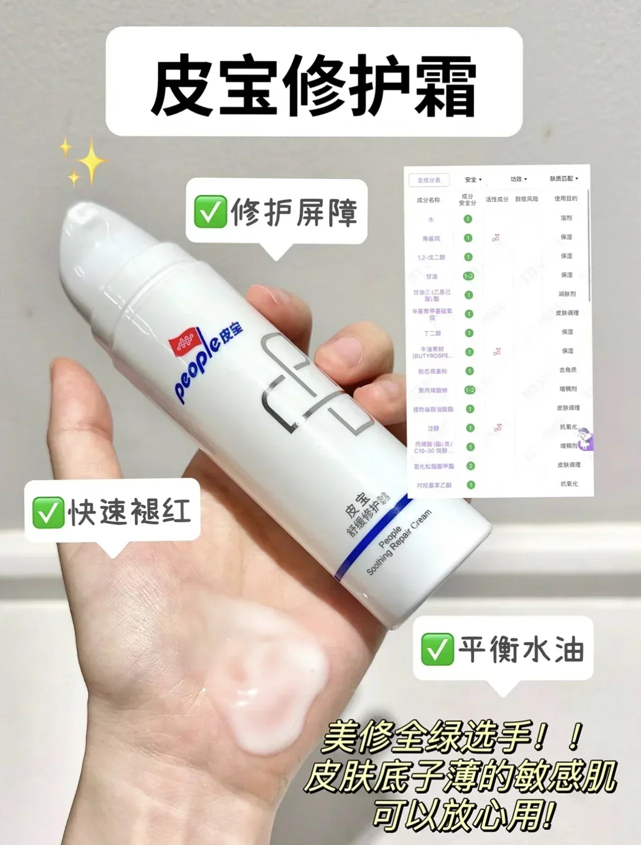 PEOPLE 50g Soothing Repair Cream Emulsion Facial Cream Sensitivity Redness Hydration Moisturising High Quality Genuine Original