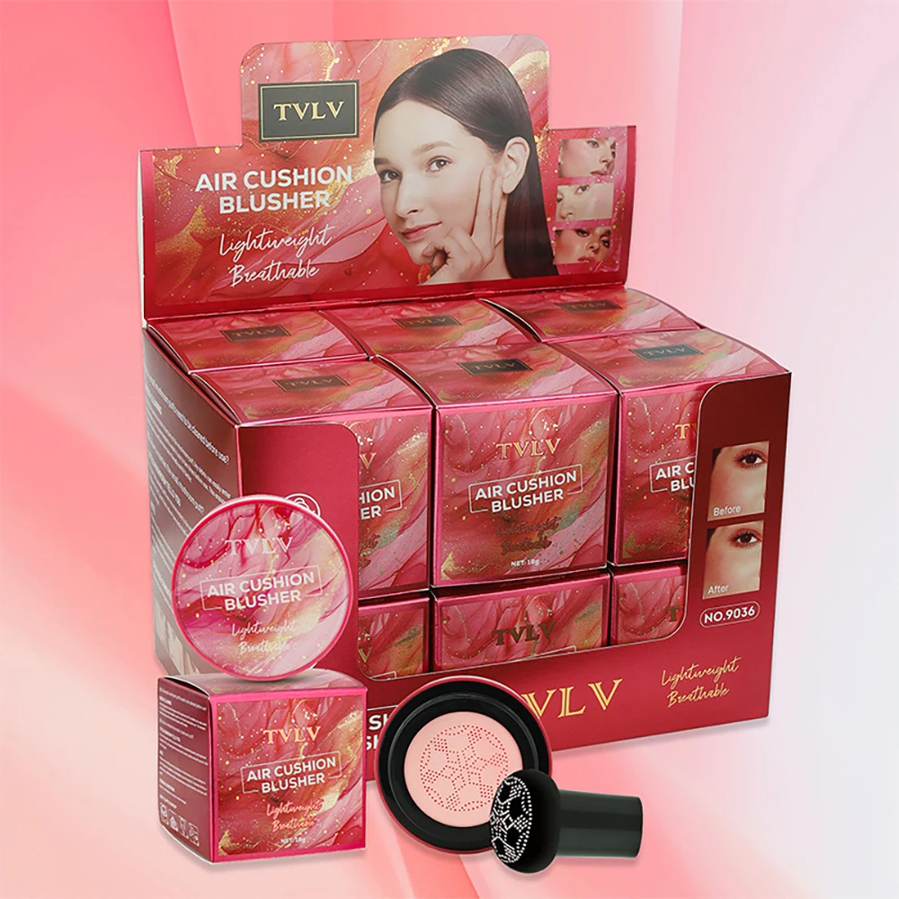 Natureza fosco pó blush cabeça de cogumelo iluminar rosto maquiagem almofada para base facial cosméticos almofada de ar pó blush