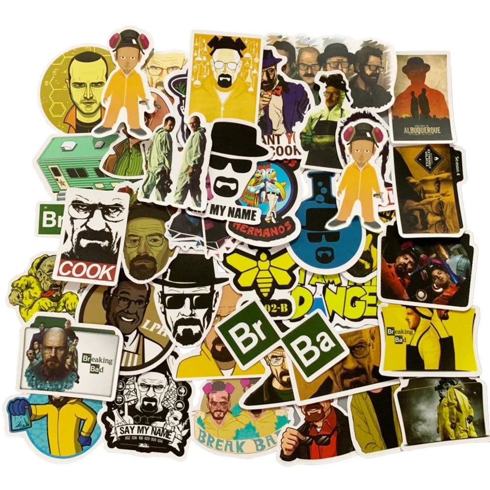 50pcs Breaking Bad TV Show Stickers PVC Waterproof Toy Graffiti Kid Stickers Skateboard Guitar Suitcase Luggage Car Decal