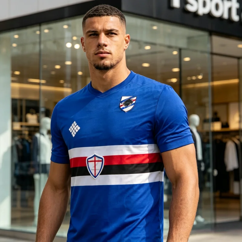 Camisa de Futebol Estilo Italiano UC Sampdoria 2026 Nova Chegada Quente, Camiseta Esportiva Casual Adulto e Infantil Unissex Y2K, Camisetas para Família e Crianças