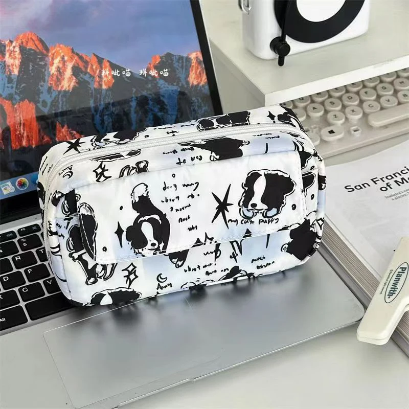 Border Collie Puppy Pencil Case Cute Pencil Bag Large Capacity Stationery Storage Pouch School Supplies Travel Cosmetic Bag