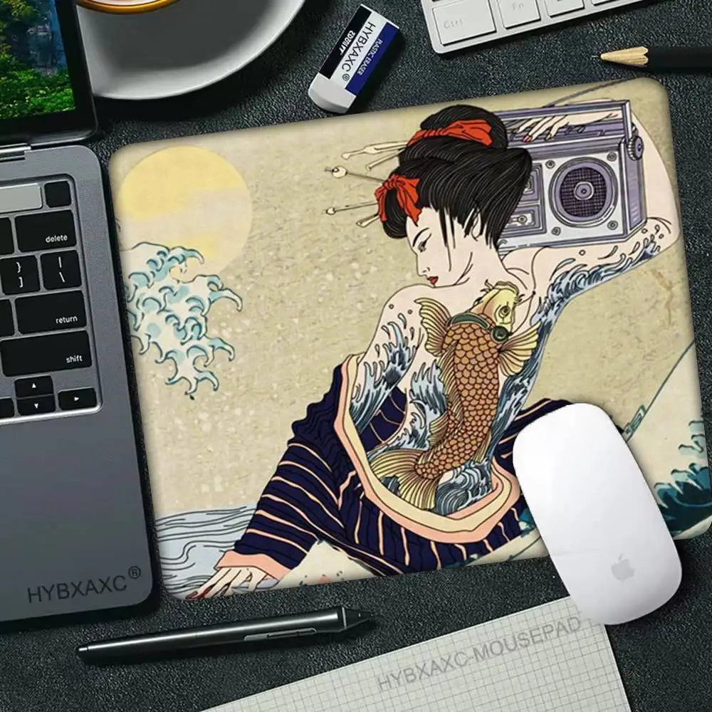 

Японский коврик для мыши Mononoke в стиле Ukiyo-e, маленький коврик для геймеров, коврик для компьютерного стола, прямоугольный противоскользящий резиновый коврик