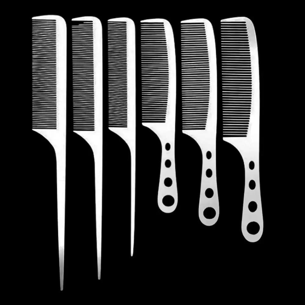 Stainless Steel Anti Static Comb Silver Ultra-thin Hairdressing Styling Comb Hair Cutting Tools Hair Combs Metal Barber Comb