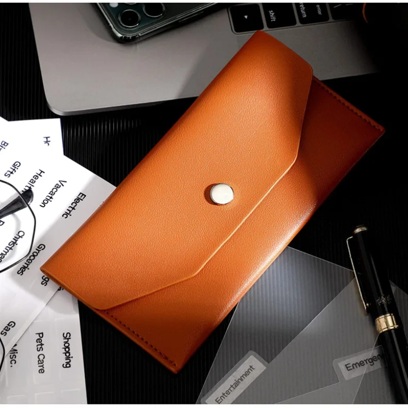 Ultra-thin Cash Envelope Wallet Wear-resistant PU Leather Money Binder Organizer Pouch Name Card Holder Male Female view 4
