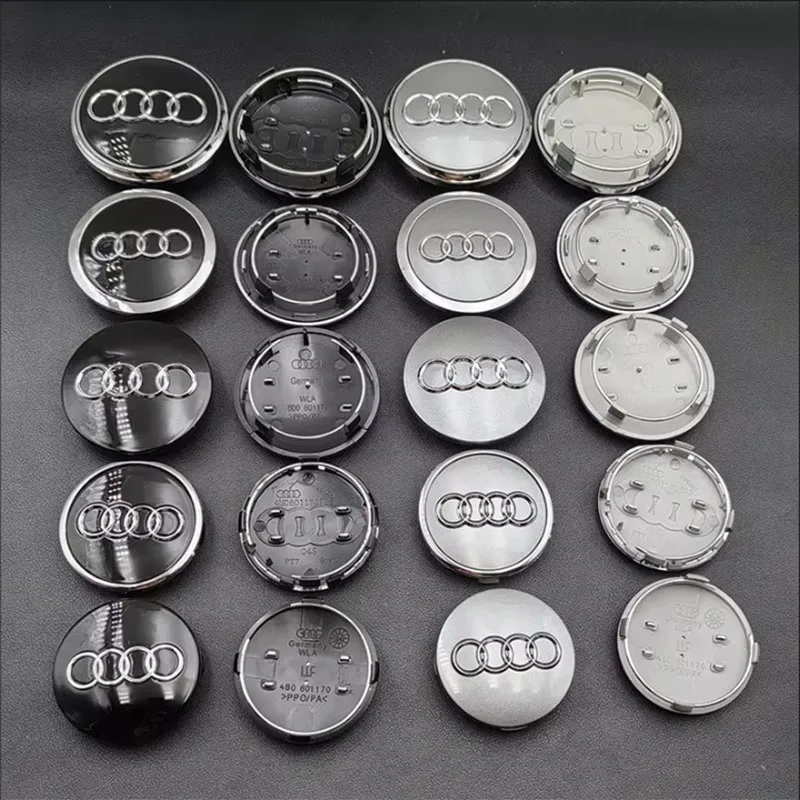 4 peças de tampas de centro de roda de 60mm, 61mm, 68mm, 69mm, 77mm para Audi Sline A1 A3 A4 A5 A6 C5 Q3 Q5 TT Etron, acessórios automotivos