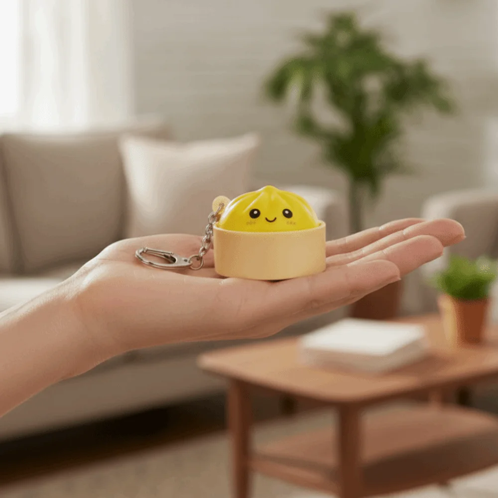 With Steamer Mini Dumplings Squishy Cute Pinch Pendant Light-Up Steamed Bun Keychain Squeezable Fidget Keyboard Fidget