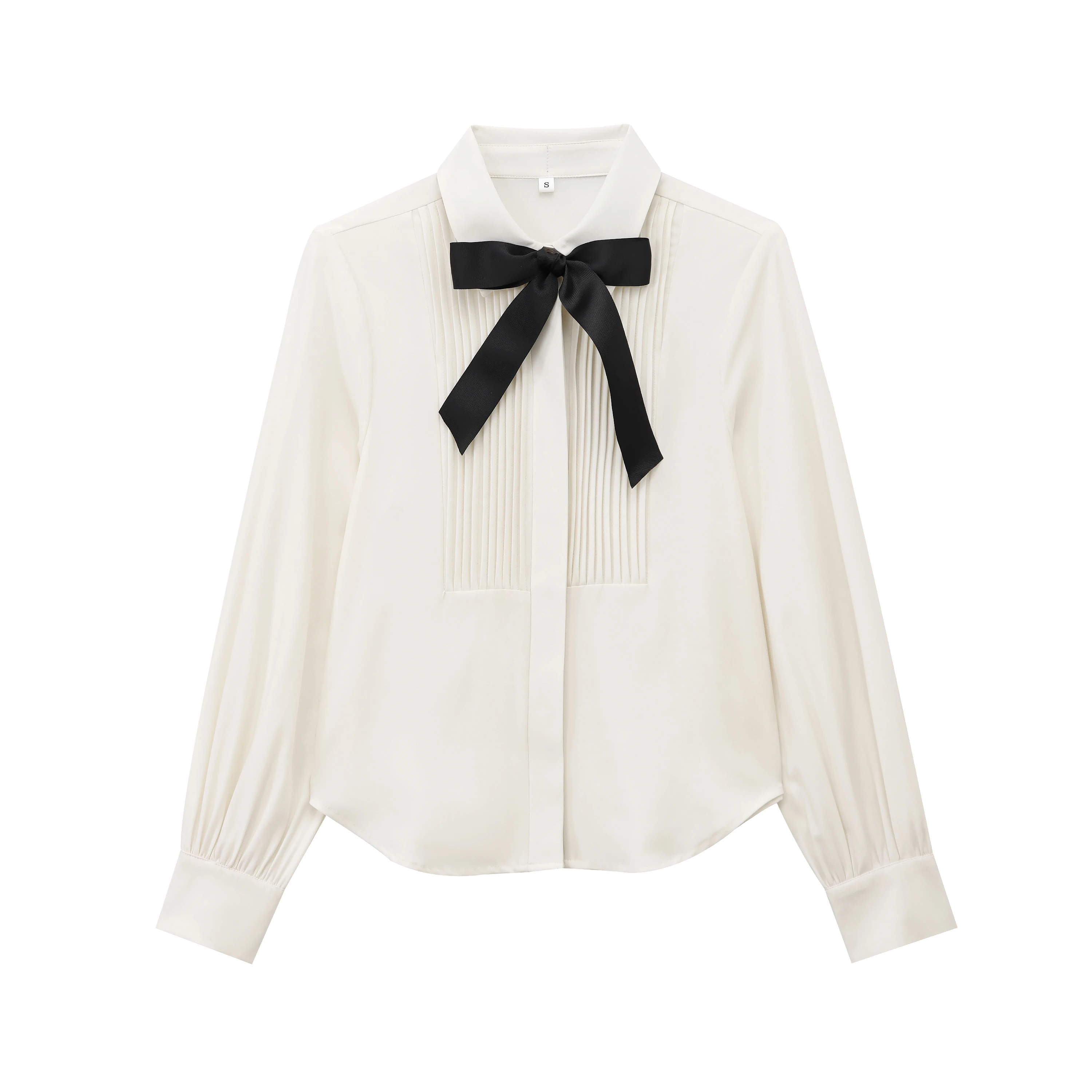 Elegantes weißes Hemd für Damen, Schleifendekoration, Hemden für Damen, lange Ärmel, Button-up-Hemden, Damen-Blusen, Tops