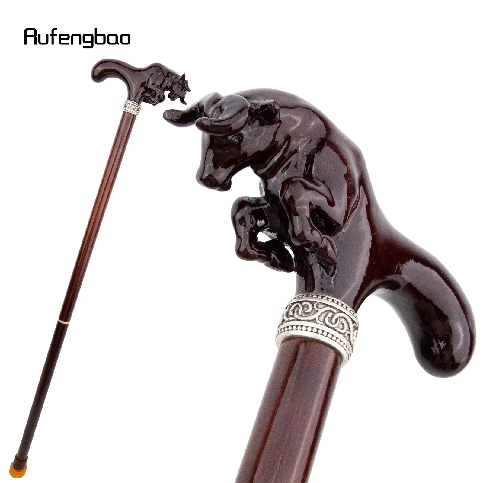 Brown Cow Bullfight Wooden Fashion  Stage Cane Decorative Stick Decorative Cane Halloween Parties, For Cosplay & Party