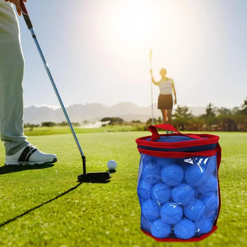 Reusable Golf Ball Bags Zipper Golf Ball Pouch Container Portable Organizer Carrier Storage For Golf Tees Fitness Laundry Sport