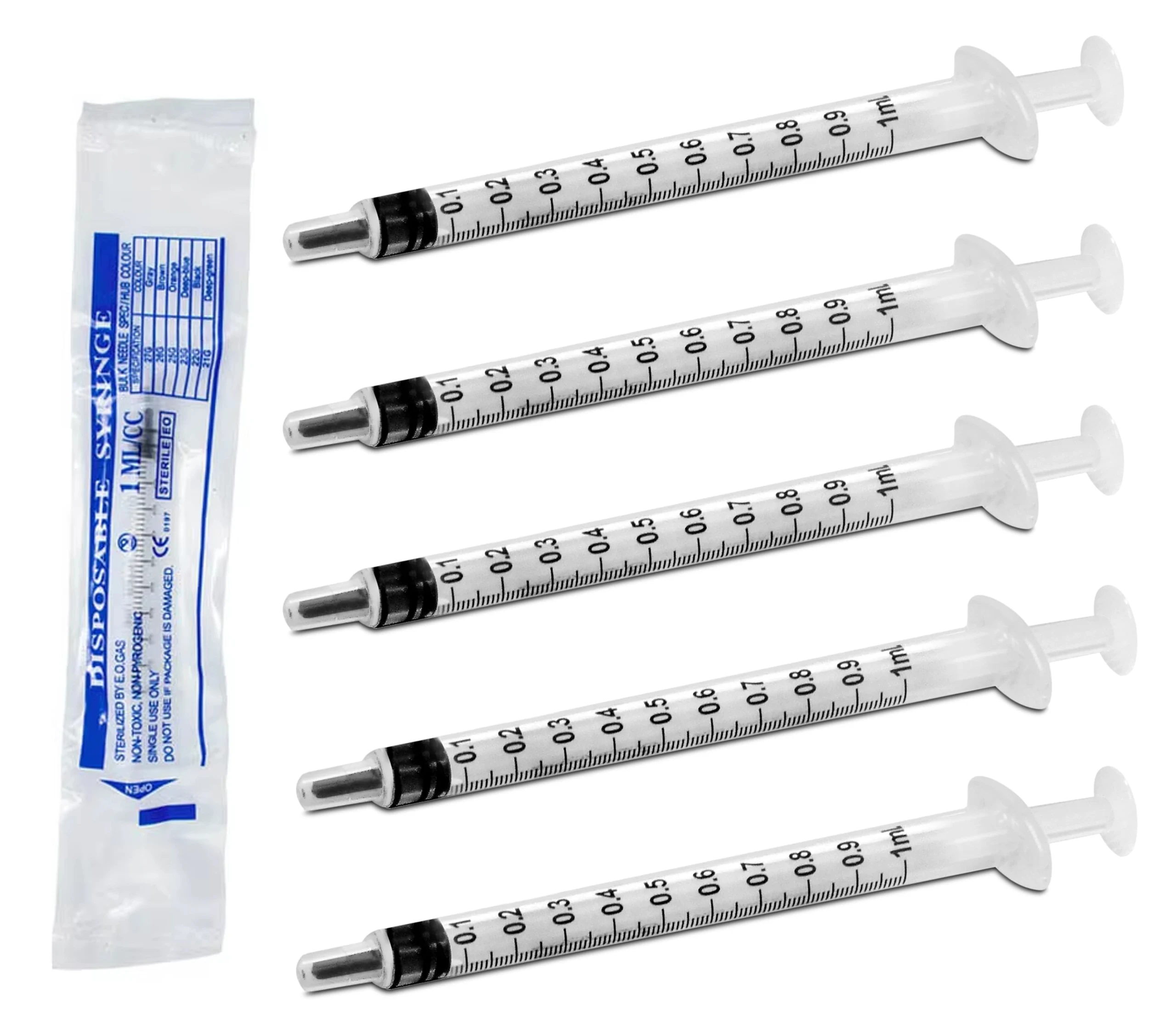 100PCS Sterile 1ml Luer Slip Syringe for Liquid Measuring- Plastic 1cc Syringe , Individually Packed Syringes for Labs,Pets