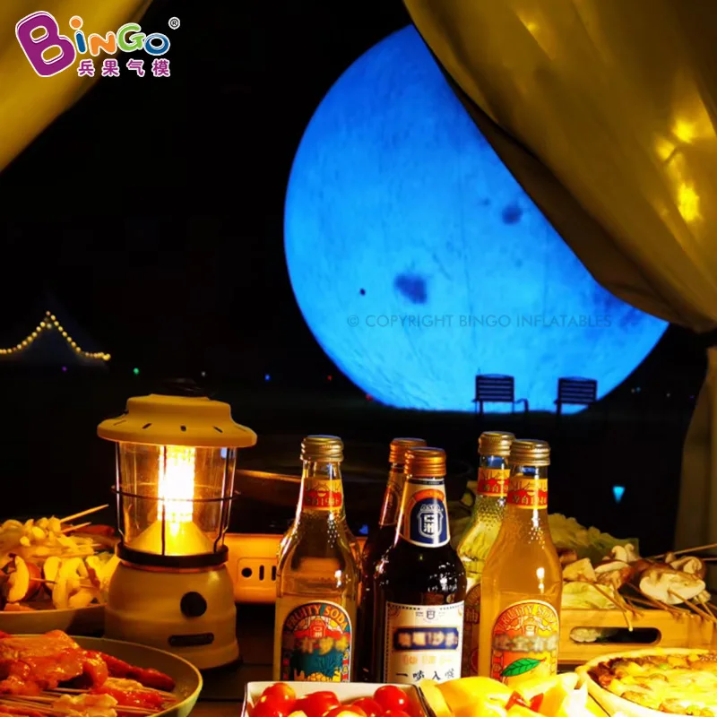 Giant Inflatable Moon  Air-tight PVC Universe Planet Balloon with Lights Hanging Planet Sphere Balloon for Decoration