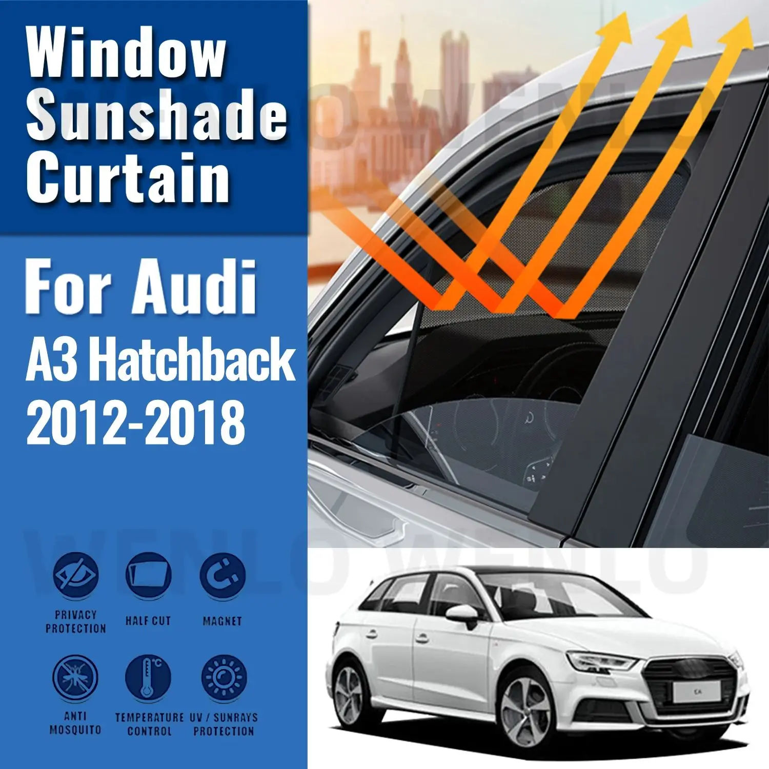 

For Audi A3 S3 8V Hatchback 2013-2018 2019 2020 Car Sunshade Visor Front Rear Windshield Frame Curtain Side Window Sun Shade