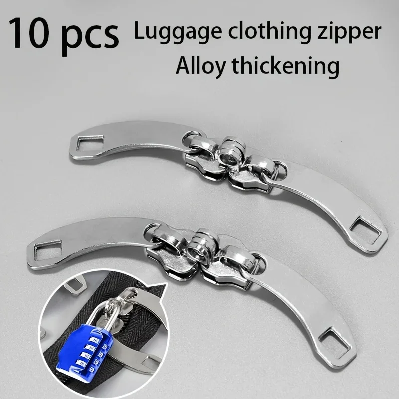 10pcsheavy-duty alloy zippers with keyholes durable nylon 5/8/10 pull-heads for luggage, clothing, etc, easy to use and install
