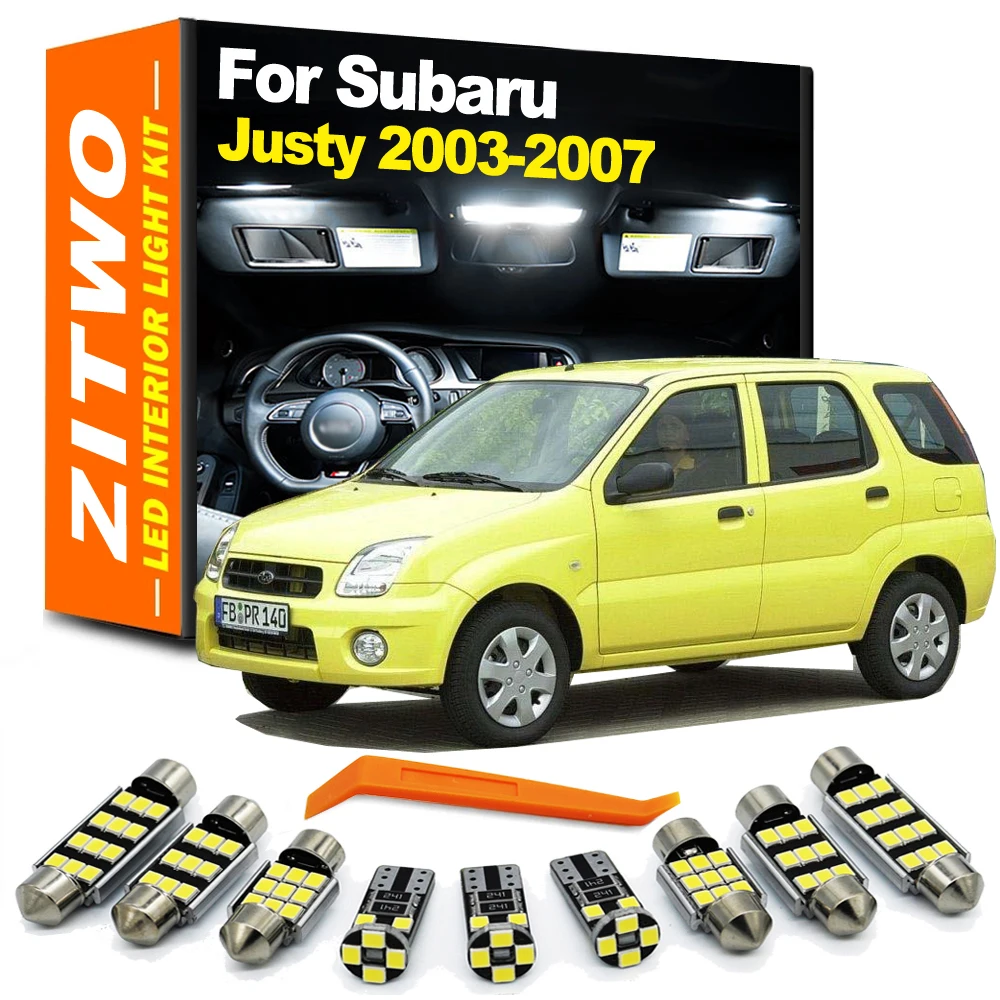 

ZITWO 9Pcs LED Interior Light Car Bulbs Kit For Subaru Justy 2003 2004 2005 2006 2007 Reading License Plate Lamp Kit Accessories