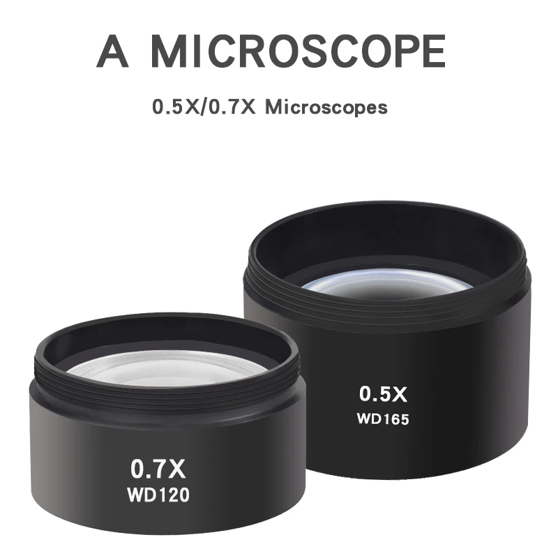 WD165 0,5X WD120 0,7X Mikroskop trójokularowy Obiektyw Barlowa Zoom Stereoskopowa kamera mikroskopowa Pomocniczy obiektyw