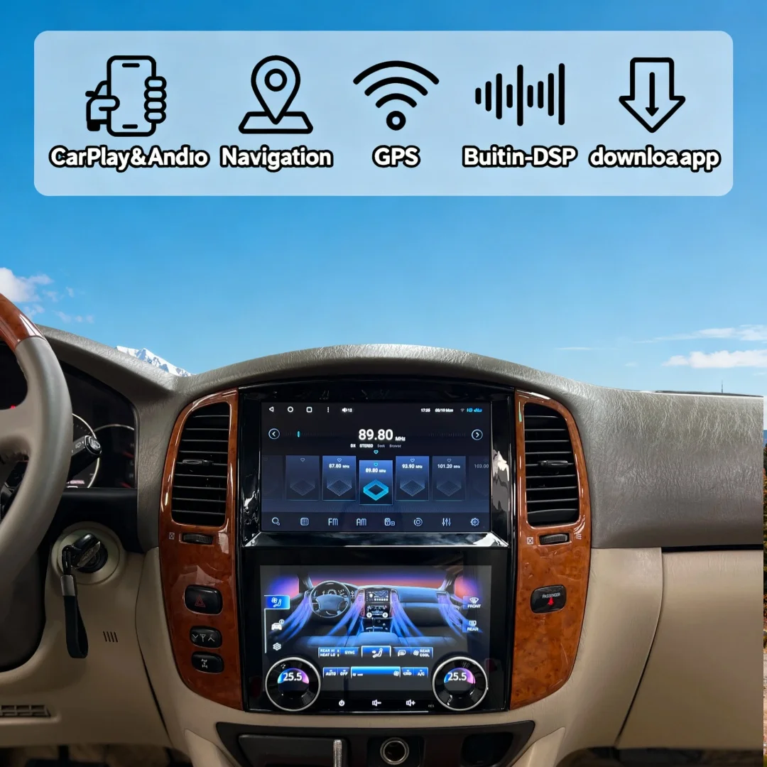 LCD Screen Android 13 Car Radio For Toyota Land Cruiser 100 LC100 For Lexus LX470 2003-2007 CarPlay GPS Player Stereo Unit 2 din