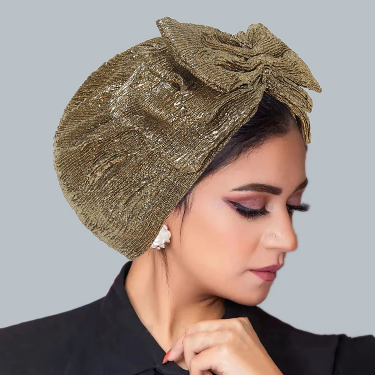 New Fashion Bow Women's Hijab Solid Color Muslim Ladies Turban Bonnet Soft Elastic Head Wrap Head Scarf Indian Hats