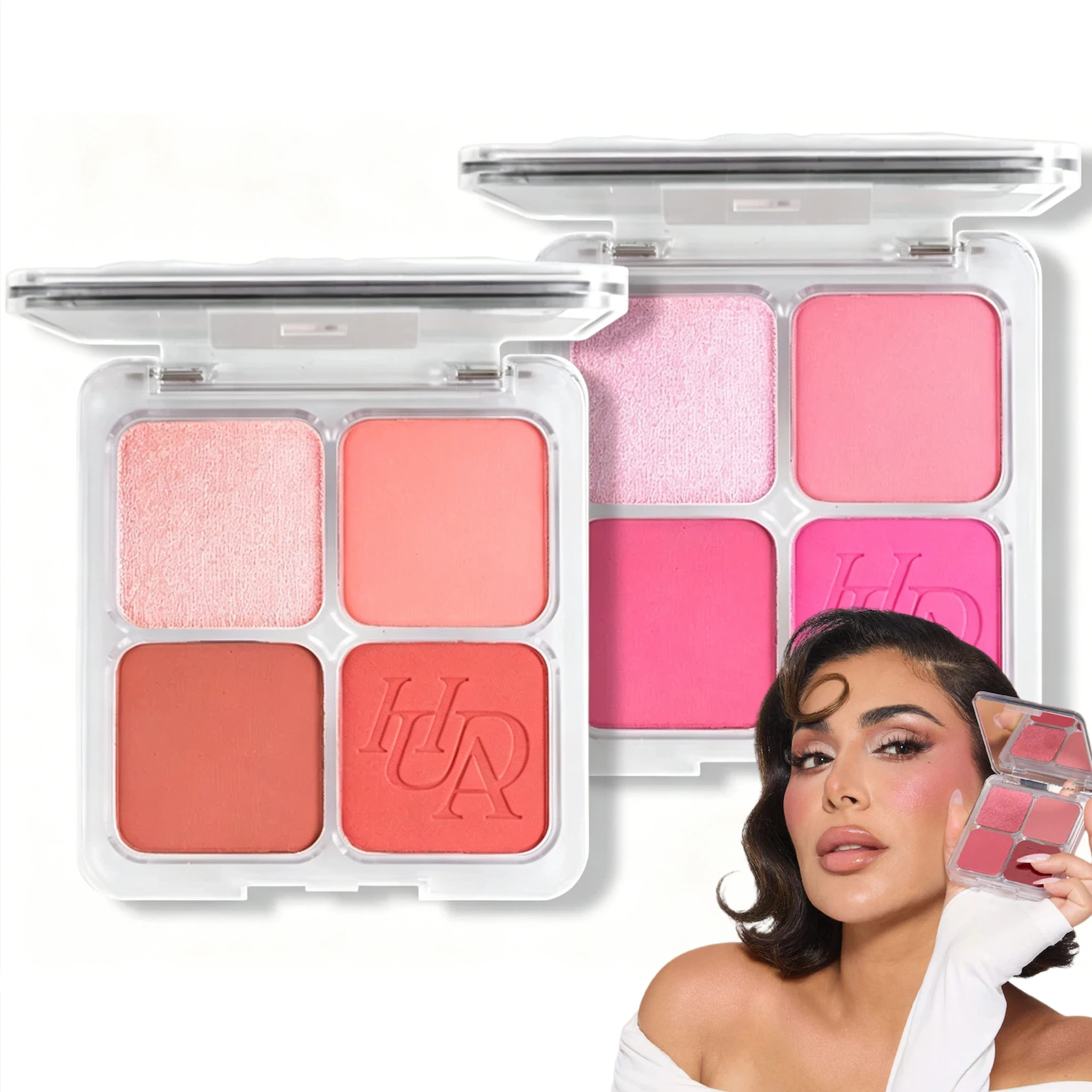 Paleta de Rubor y Iluminadores HudaBeauty Fashion Blush Filter Blurring, Polvo Fijador Mate Airbrush, Rubor Líquido Soft Glow