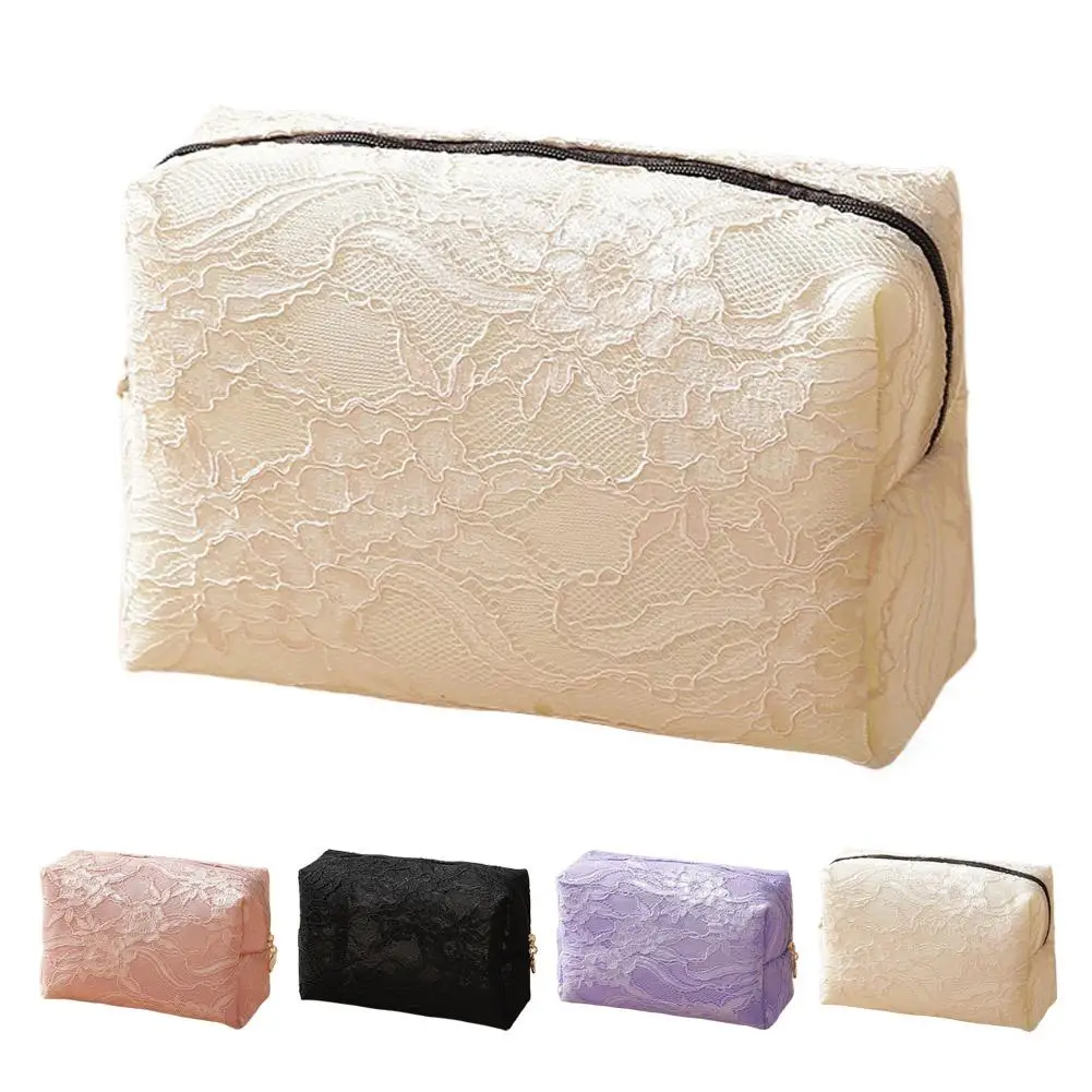 Floral Lace Mesh Makeup Bag Large Capacity Cosmetic Pouch Waterproof Travel Toiletry Wash Storage Bag Organizer