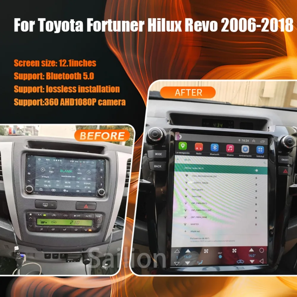 Android13 Car Radio For Toyota Fortuner Hilux Revo 2006-2018 Tesla Automotive Multimedia Carplay Auto WIFI Bluetooth Stereo 1Din