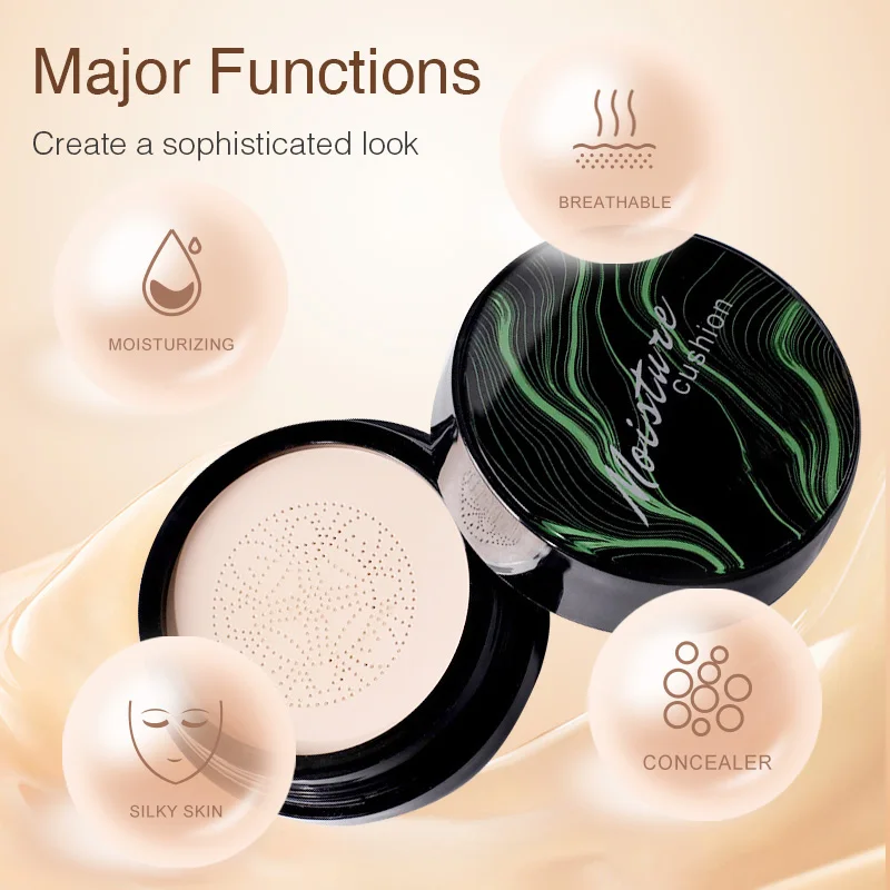 CC Cream Foundation Mushroom Head Air Cushion BB Cream Moisturizing Concealer Waterproof Oil Control Long-Lasting Nude Makeup