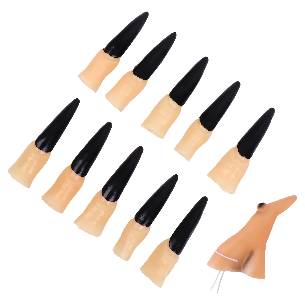 11 Pcs Accessories Halloween Witch Fingers Nose Nails Fingernail Trick Prop Manicure Child