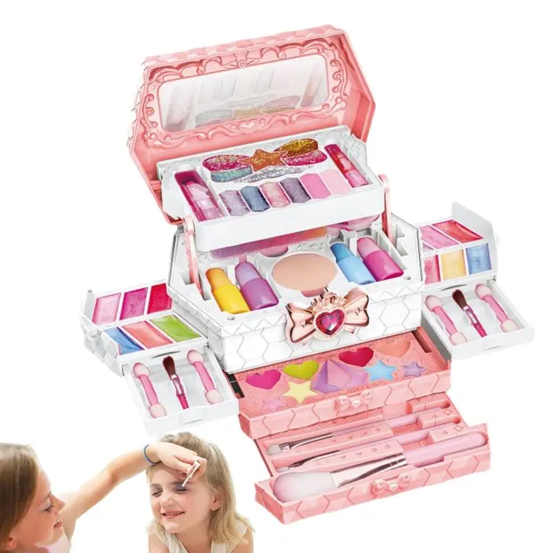 Kids Pretend Makeup Kit Play Real Makeup Girls Toys Kids Washable Makeup Girl Toys Washable Cosmetic Toy Beauty Set Safe Little