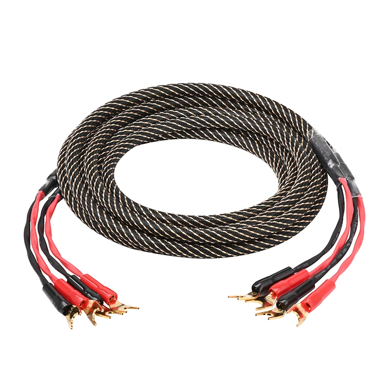 ATAUDIO Ein Paar HiFi-Audio-Lautsprecherkabel, hochwertiger 6N OFC-Kern mit Bananen- und Y-Stecker, Audiokabel für HiFi-Systeme, Verstärker 3