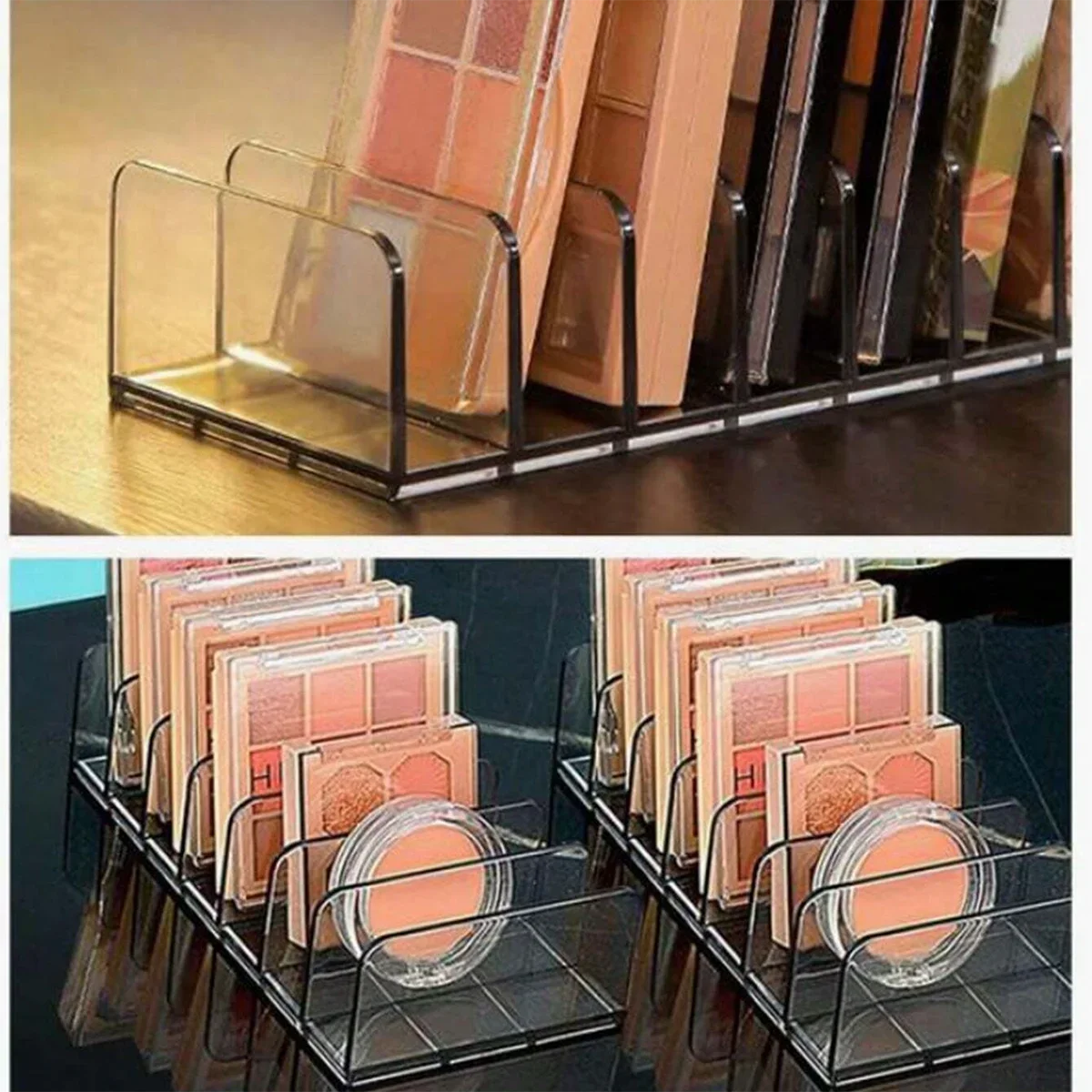 7-Compartment Transparent Makeup Organizer for Eyeshadow Palette and Cosmetics, Vanity Table and Bathroom Countertop Storage Box gallery 3