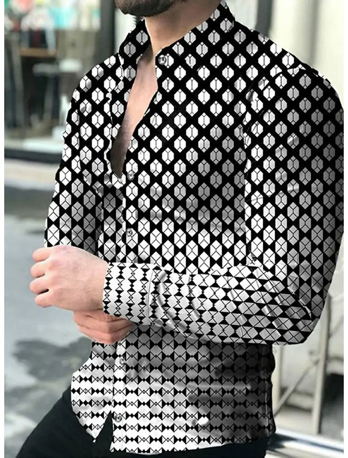 Camisa de manga larga con solapa para hombre, traje Hd de lujo, moda creativa, Gángster de lunares, guapo, rojo, decoración superior, 2023