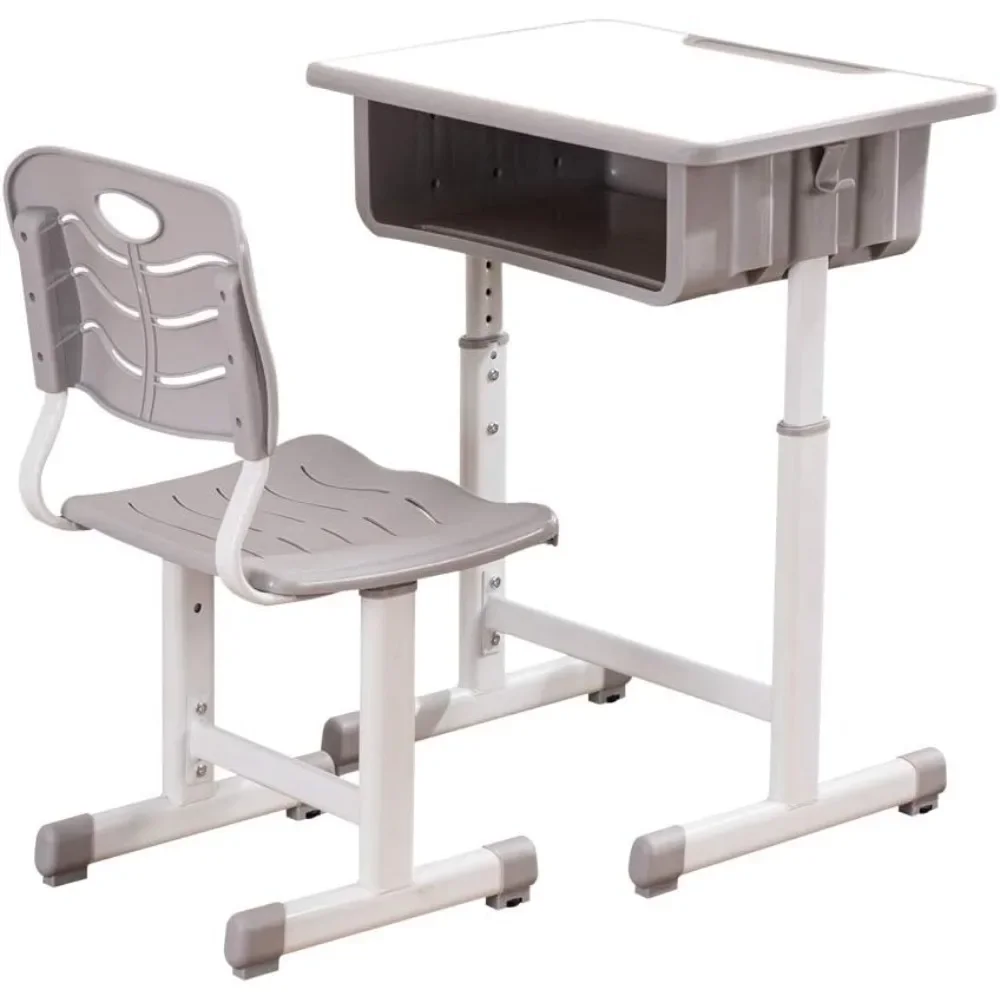 

Height Adjustable Children's Desk and Chair Workstation with Drawer, Pencil Grooves and Hanging Hooks