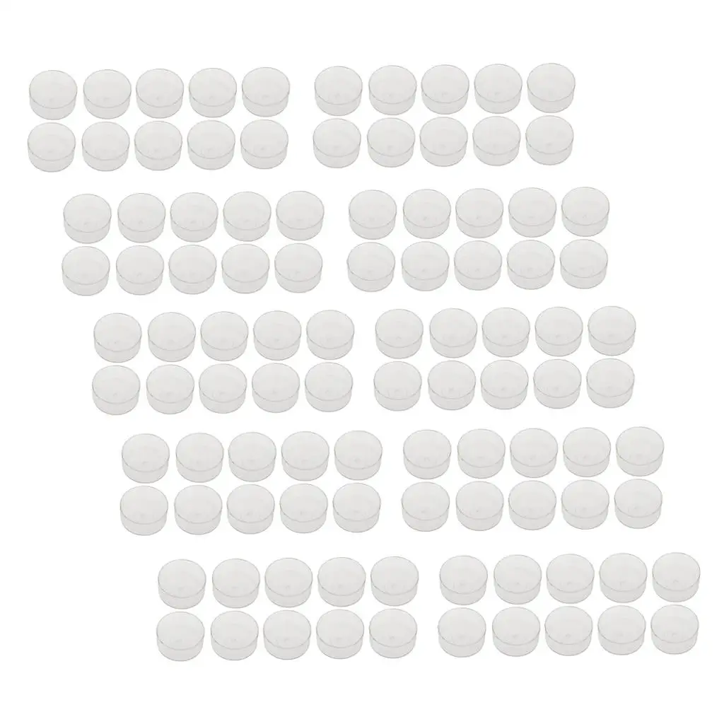 Practical 100 pcs Plastic Transparent Round Tealight Cups Resistant Empty Candle Mold DIY Wedding Party Decorations Box Collect view 5
