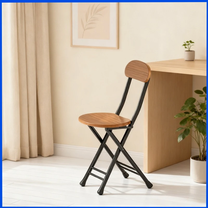 

Classic Style Folding Chair with Oval Seat, No-Assembly Portable Design with Durable Metal Frame and Hardwood Construction